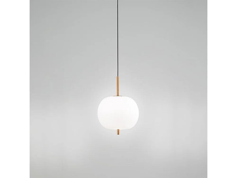 Sospensione Contemporanea Cirro Metallo Oro Vetro Bianco Led 18W 3000K