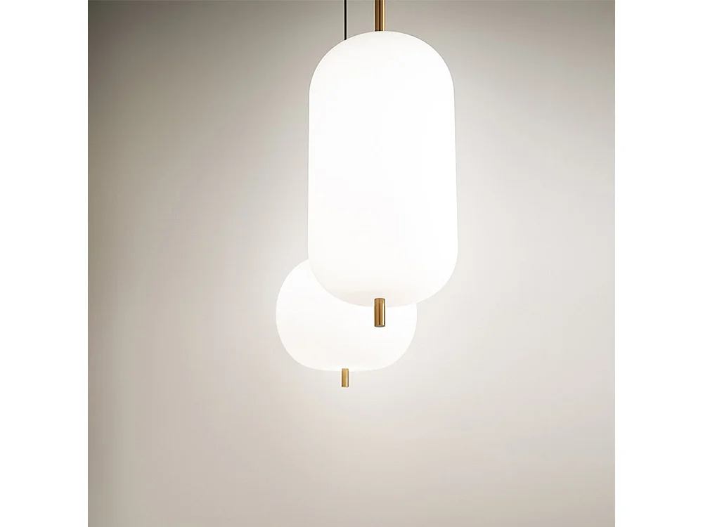 Sospensione Contemporanea Cirro Metallo Oro Vetro Bianco Led 18W 3000K