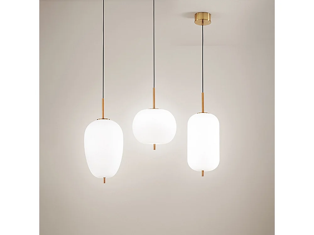 Sospensione Contemporanea Cirro Metallo Oro Vetro Bianco Led 18W 3000K