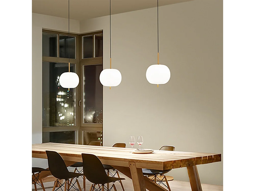 Sospensione Contemporanea Cirro Metallo Oro Vetro Bianco Led 18W 3000K