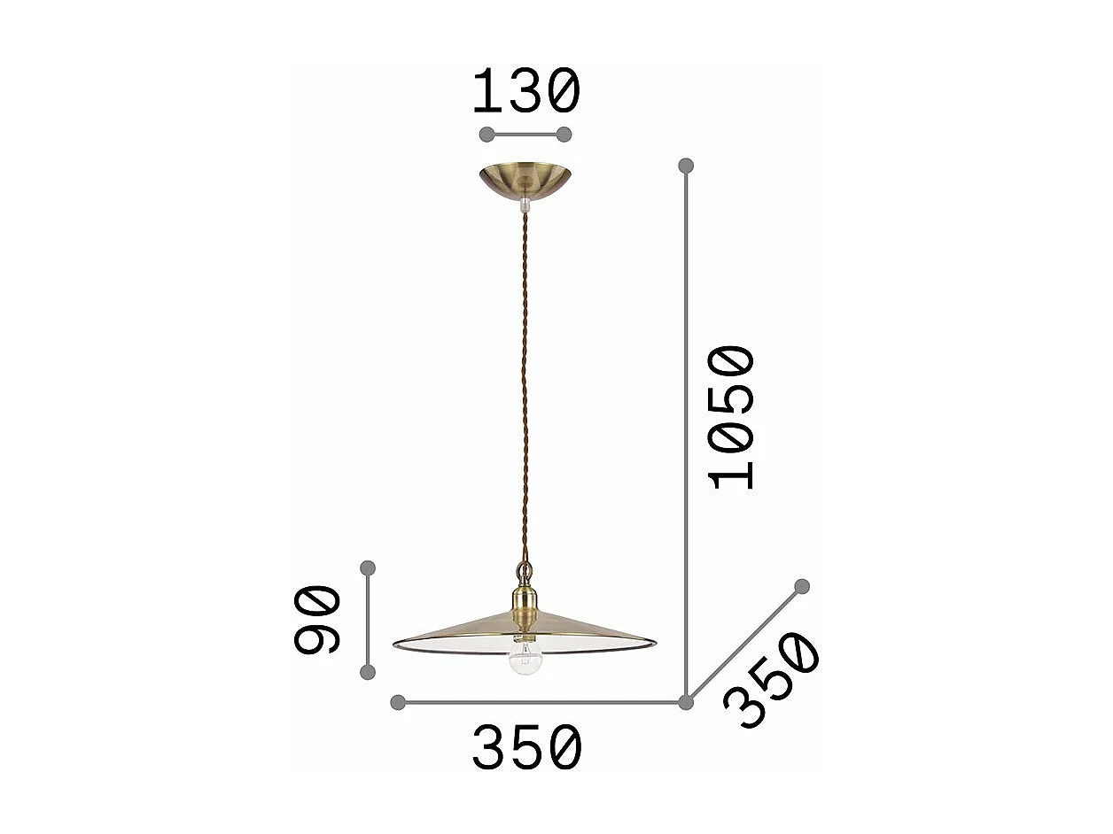 Ideal Lux Cantina Grand plafonnier à 1 ampoule en laiton antique, E27