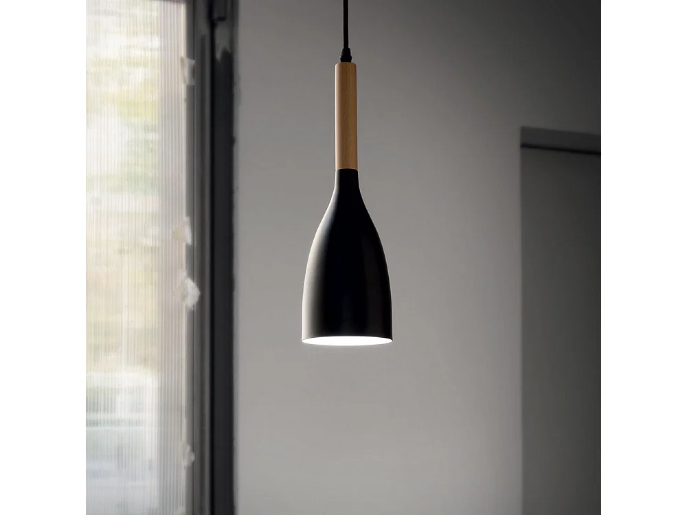 Ideal Lux Manhattan - Sospensione a soffitto a 1 luce nera, E14