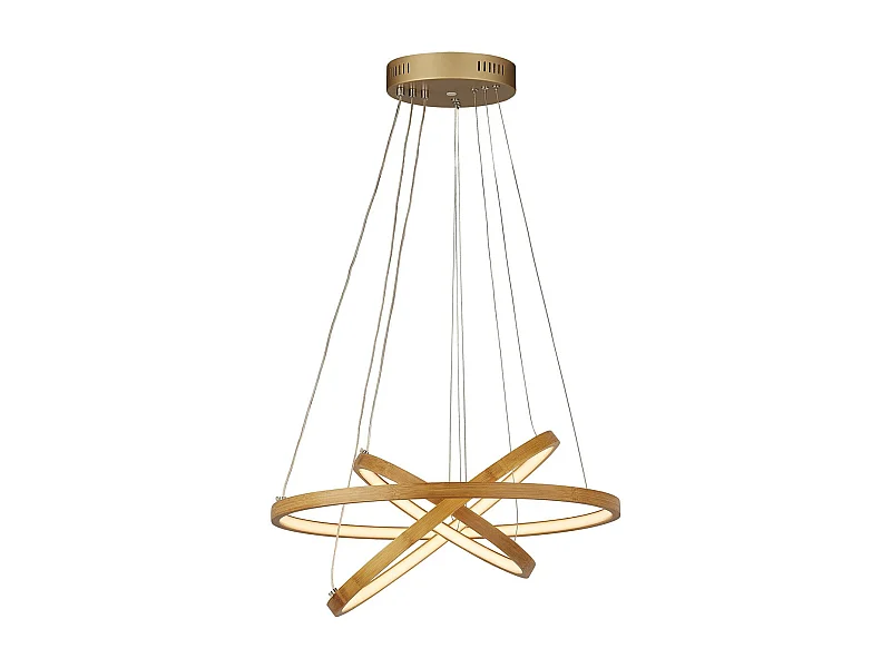 Lampadario Moderno Eternità Acciaio Marrone Legno Bianco Led 9,4W