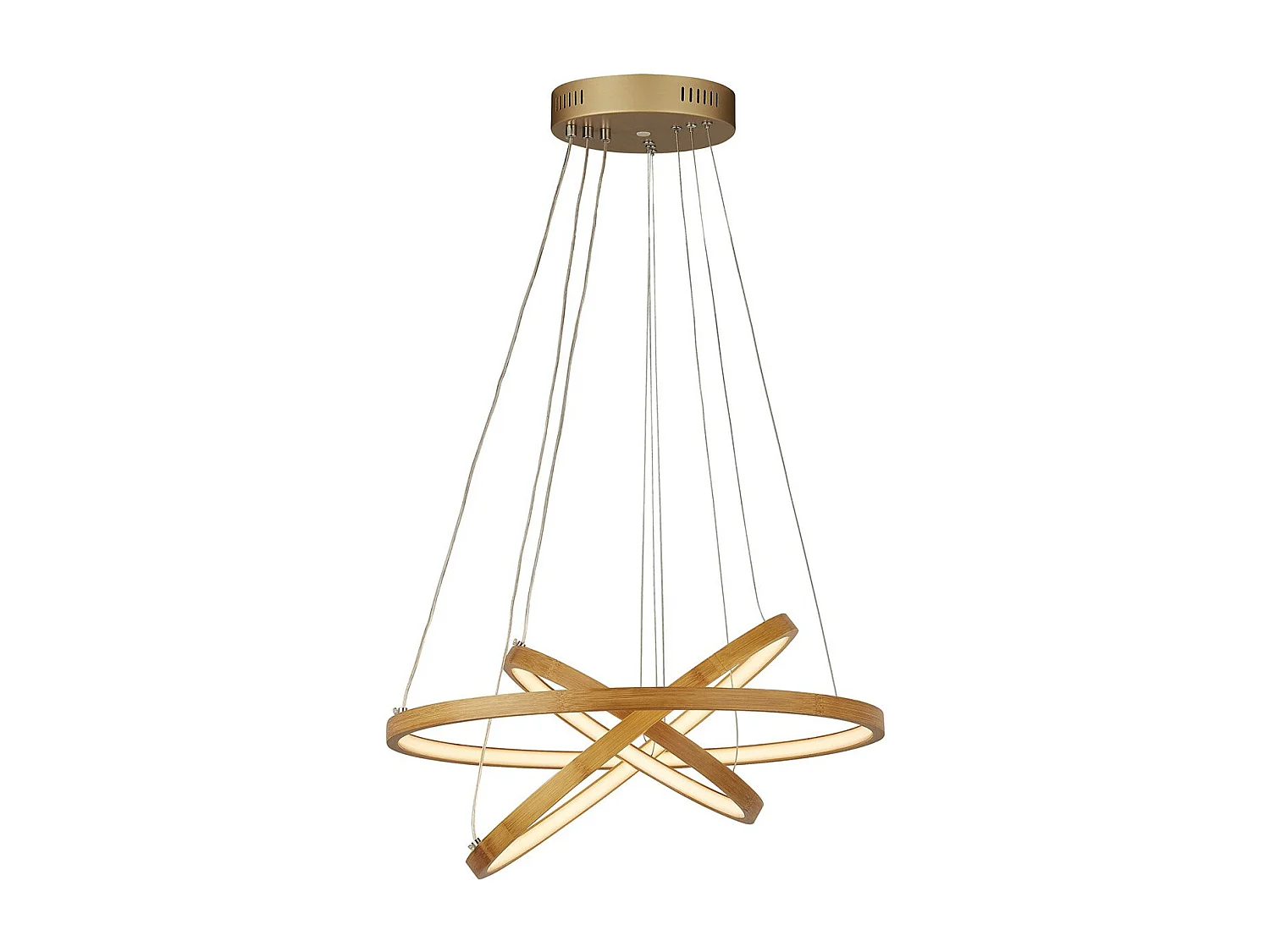 Lampadario Moderno Eternità Acciaio Marrone Legno Bianco Led 9,4W