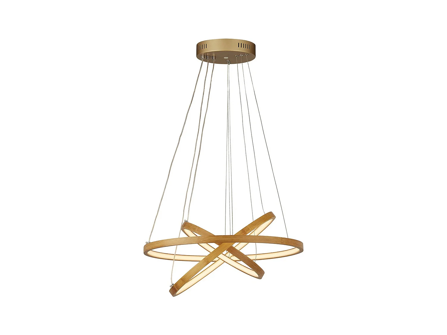 Lampadario Moderno Eternità Acciaio Marrone Legno Bianco Led 9,4W