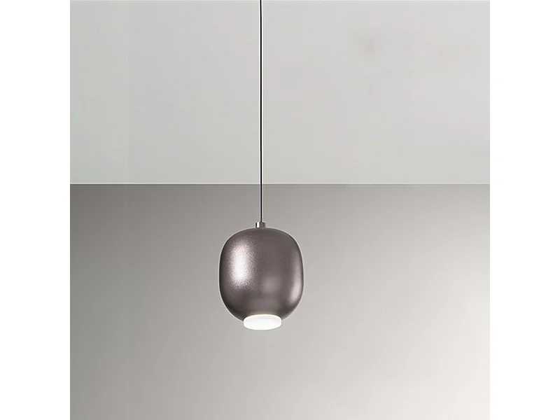 Lampadario In Metallo Contemporaneo Bullet Marrone Led Diffusore Ovale