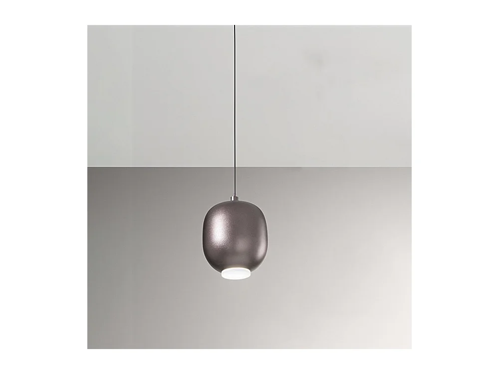 Lampadario In Metallo Contemporaneo Bullet Marrone Led Diffusore Ovale