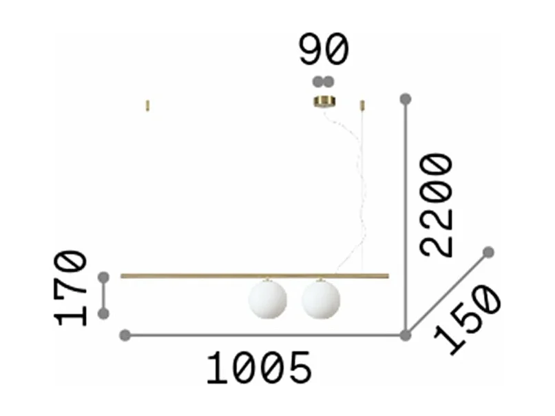 Ideal Lux PERLINE Plafoniera a sospensione a 2 barre luminose nera