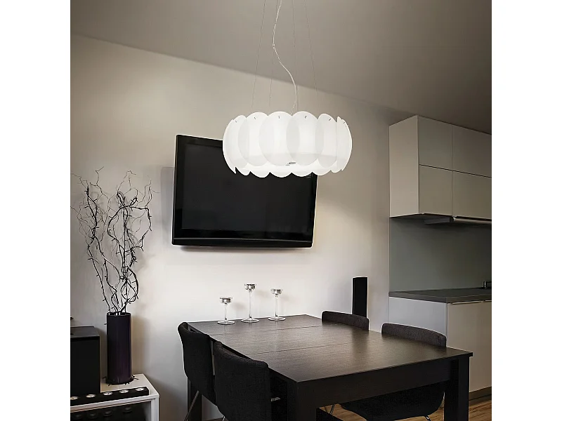 Ideal Lux Ovalino - Sospensione a soffitto grande 8 luci bianco, E27