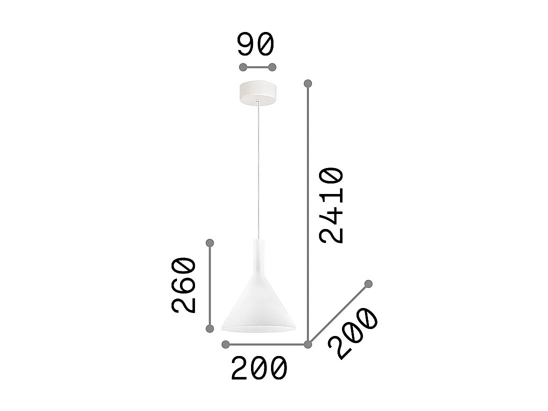 Ideal Lux Cocktail - Lámpara colgante de techo tipo cúpula pequeña con 1 luz blanca, E14