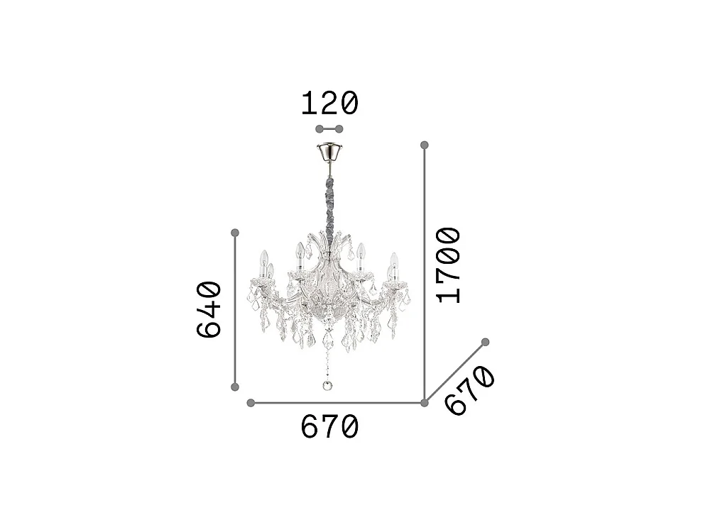 Ideal Lux Napoleon - Lampada a sospensione a 8 luci cromata