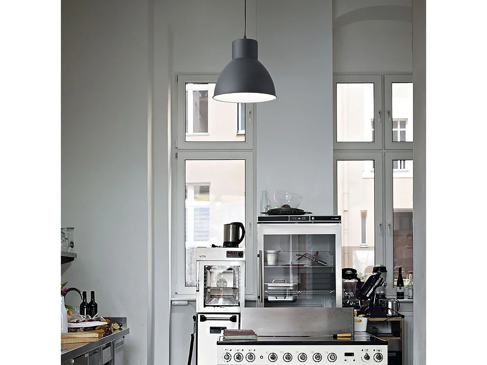 Ideal Lux Metro - 1 lámpara colgante de techo tipo domo negro, E27