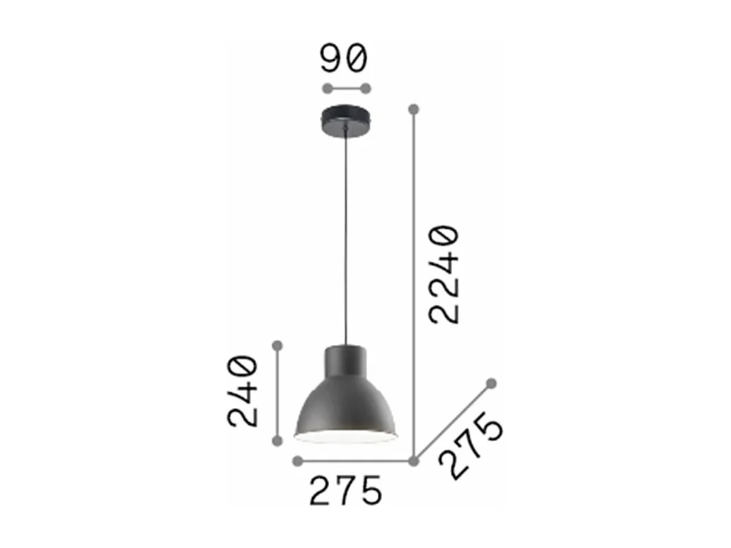 Ideal Lux Metro - 1 lámpara colgante de techo tipo domo negro, E27