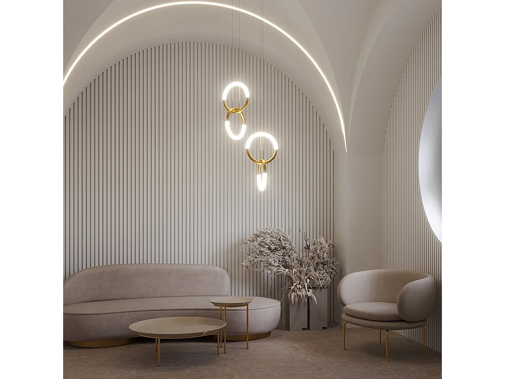 Maytoni Node Moderna lámpara de techo colgante LED integrada de 2 luces dorada 3000K