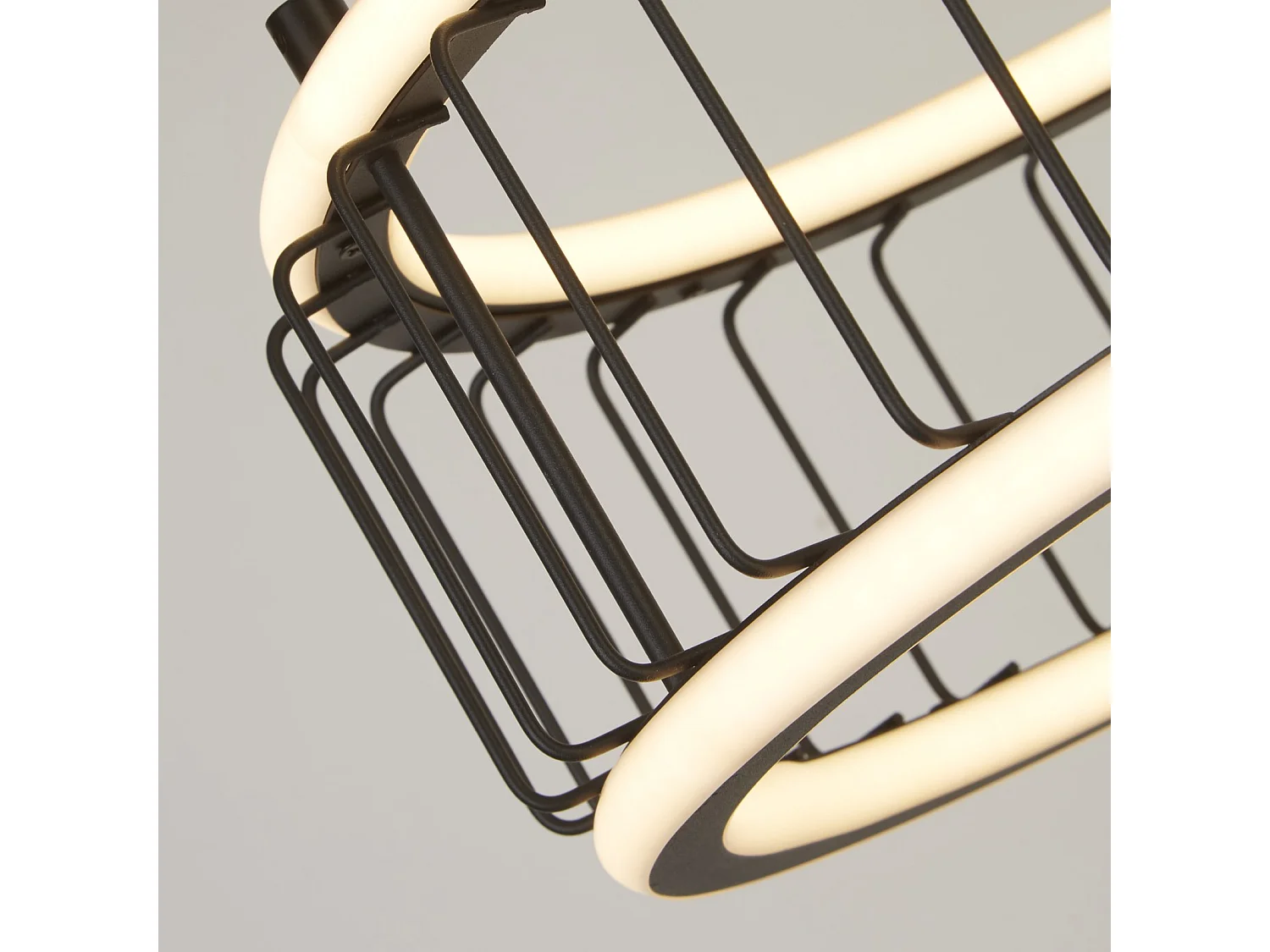 Lampadario Contemporaneo Circolo Alluminio Bianco Silicone Nero Led 40W 3000K