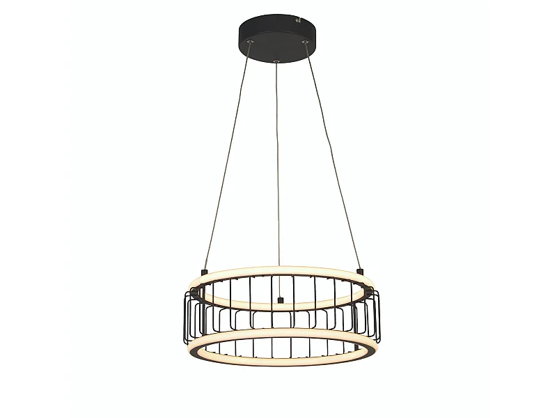 Lampadario Contemporaneo Circolo Alluminio Bianco Silicone Nero Led 40W 3000K