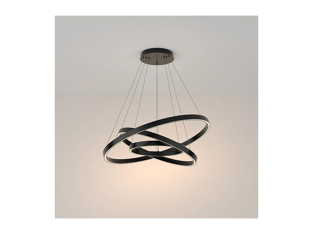 Lampadario A Sospensione Moderno Rim Alluminio Nero Luce Led 115W