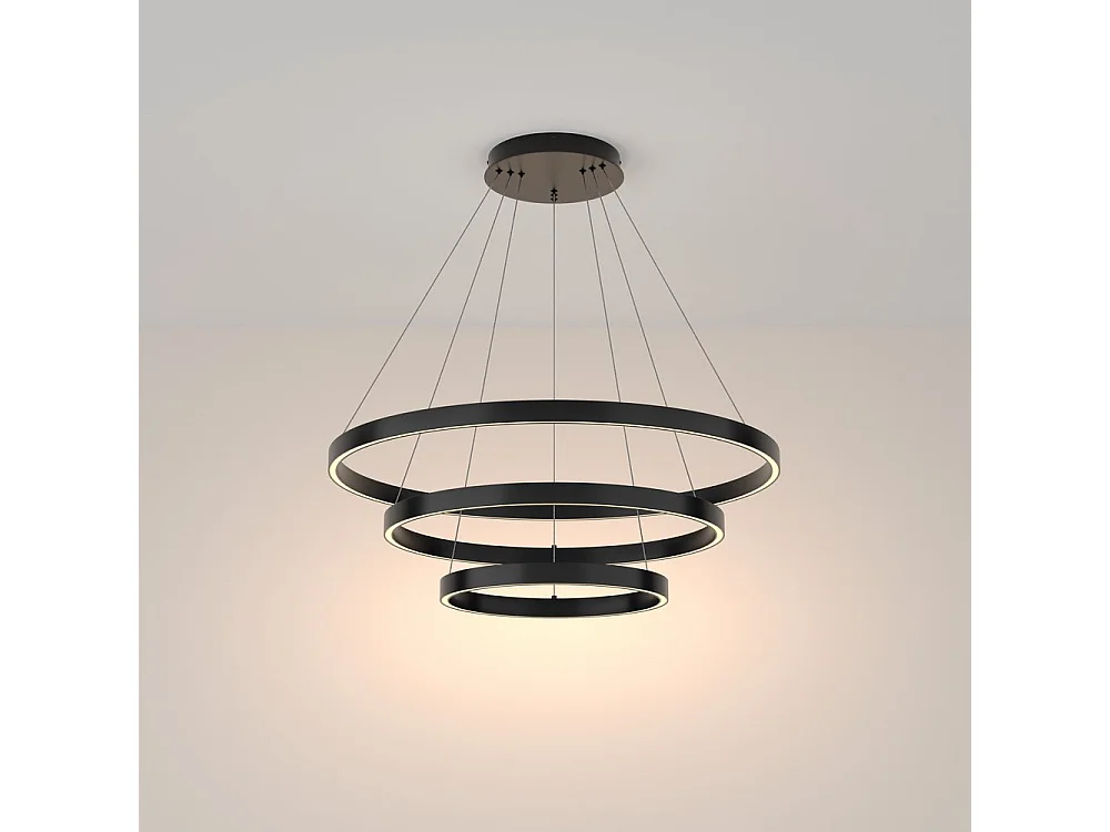 Lampadario A Sospensione Moderno Rim Alluminio Nero Luce Led 115W