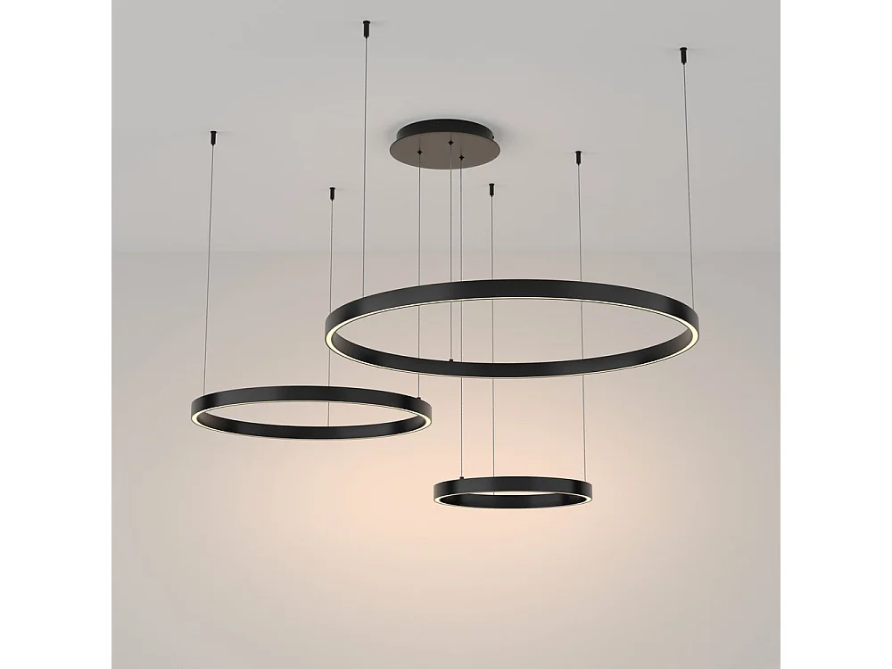 Lampadario A Sospensione Moderno Rim Alluminio Nero Luce Led 115W