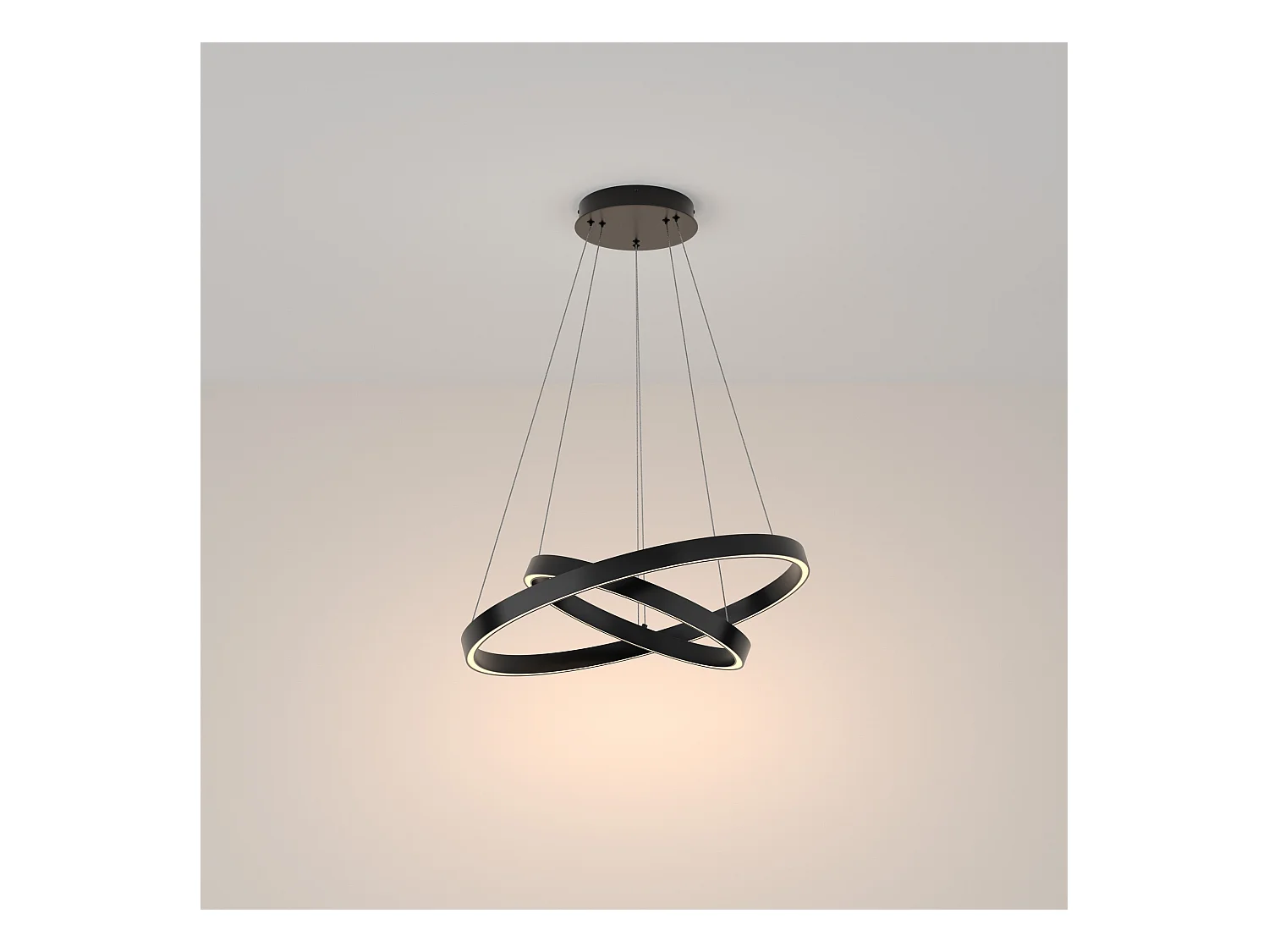 Maytoni Rim Plafonnier LED moderne intégré Twin Ring noir, 60cm, 3000K