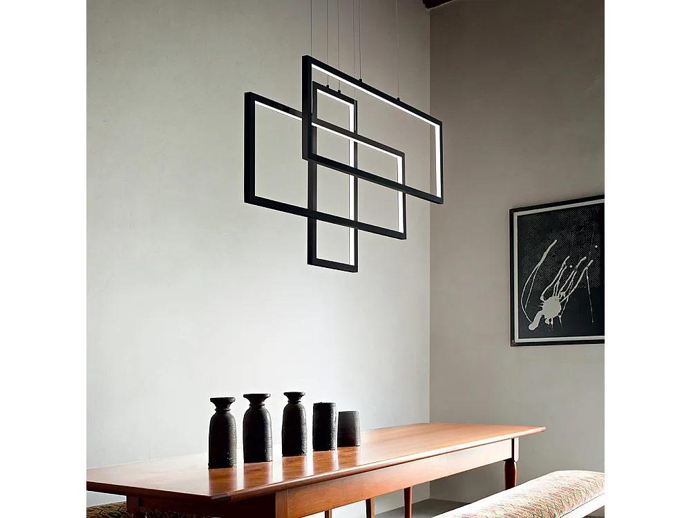 Lampada a sospensione decorativa a LED integrata nera, 83000K