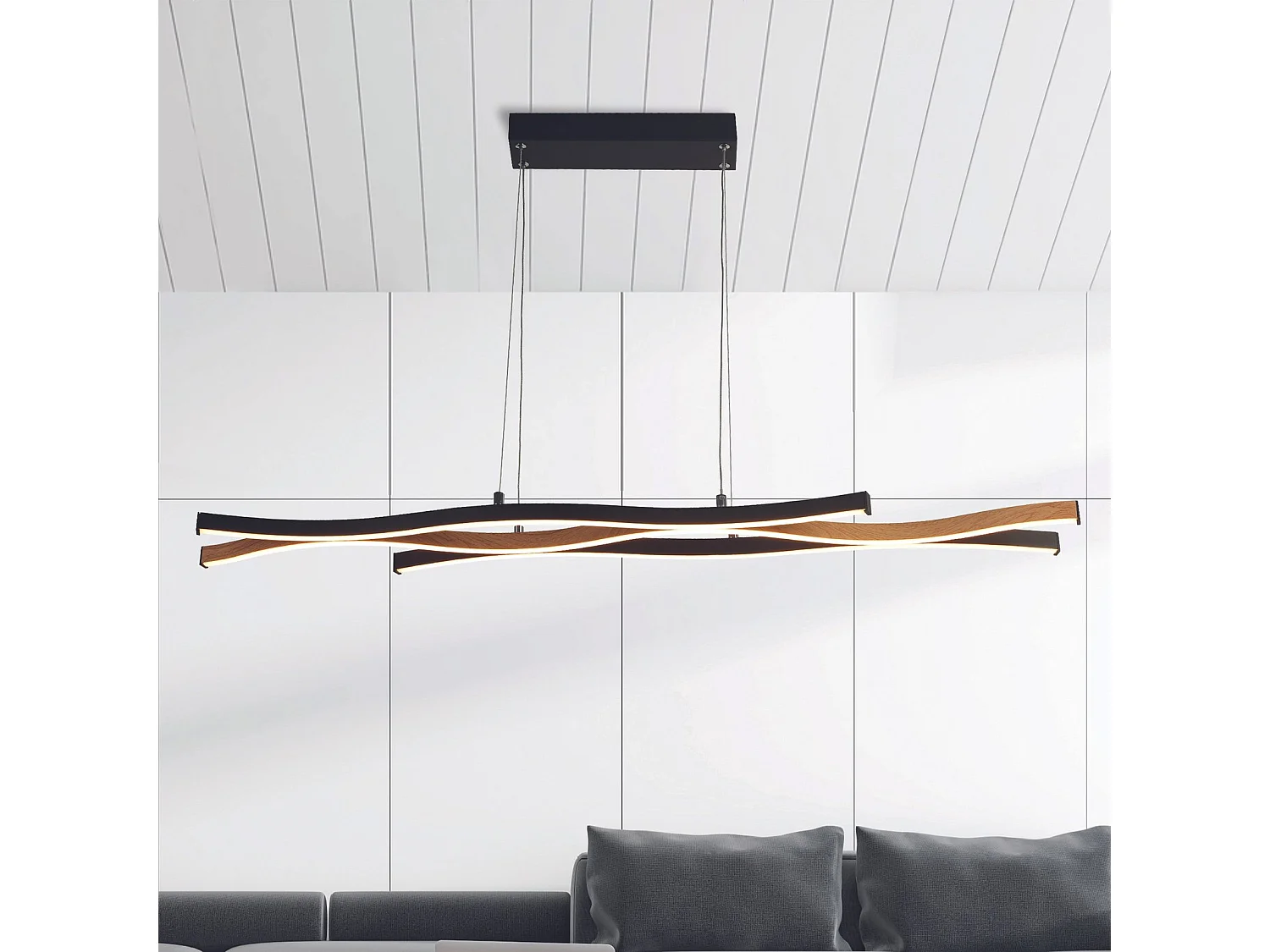 Lampadario Moderno Fioritura Acciaio Nero Alluminio Led 38W 2300 - 3000 - 4000K