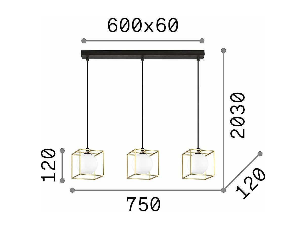 Dekorative Dreifach-Würfel-Drahtrahmen-Anhänger aus Messing, Ameise, G9