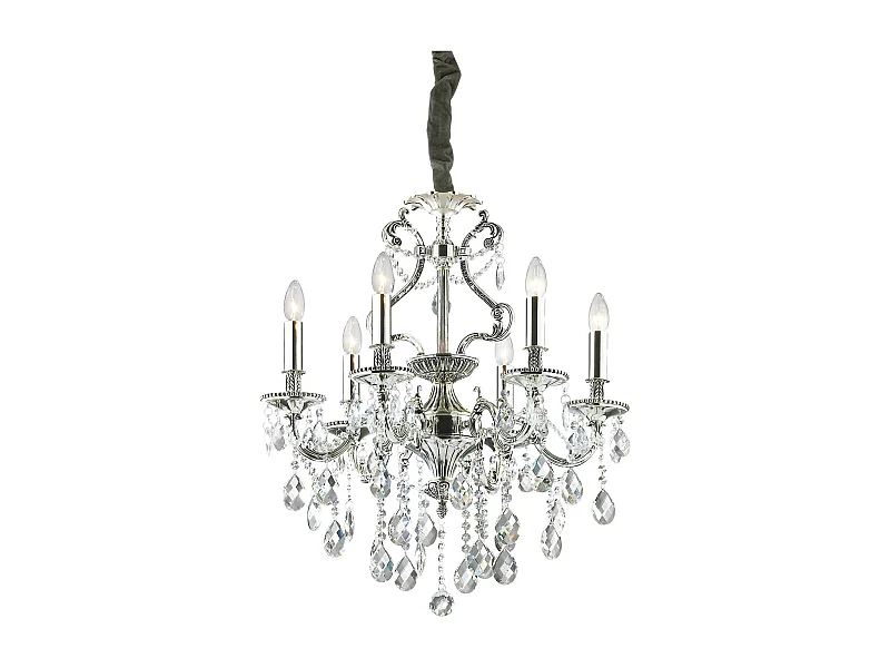 Ideal Lux Gioconda - Lámpara de araña de cristal de 6 luces con acabado en plata antigua, E14