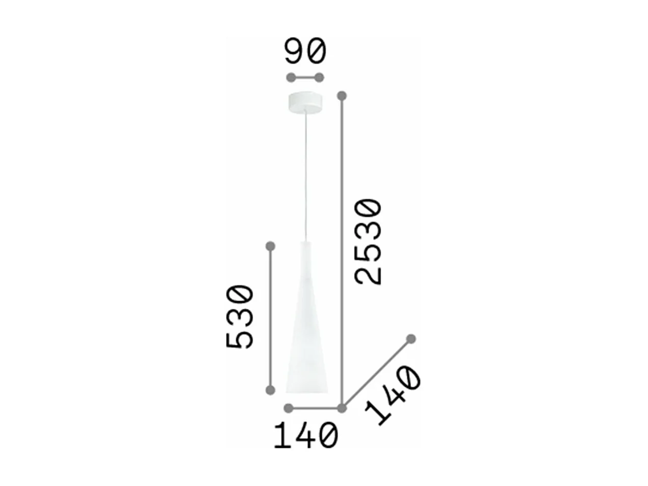Ideal Lux Milk - Lámpara colgante de techo con 1 luz blanca, E27