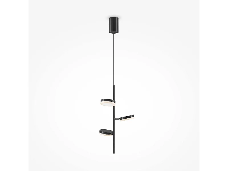Maytoni Fad Moderne 3-Licht-integrierte LED-Pendel-Deckenleuchte Mattschwarz 3000K