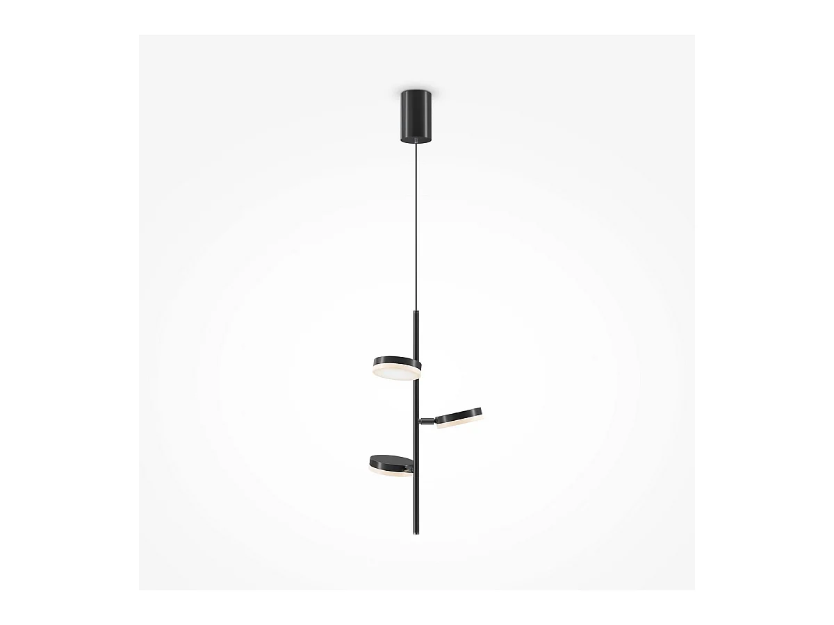 Maytoni Fad Moderne 3-Licht-integrierte LED-Pendel-Deckenleuchte Mattschwarz 3000K