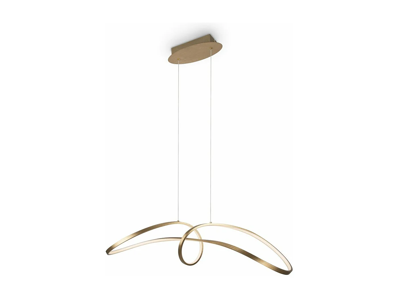 Lampadario A Sospensione Moderno Curve Alluminio Oro 1 Luce Led 42W