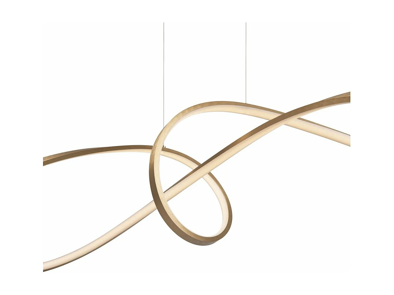 Lampadario A Sospensione Moderno Curve Alluminio Oro 1 Luce Led 42W