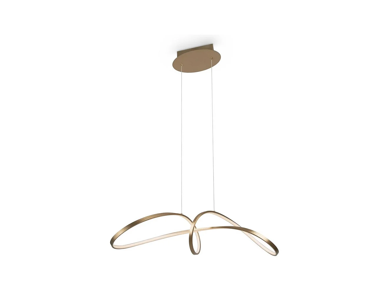 Lampadario A Sospensione Moderno Curve Alluminio Oro 1 Luce Led 42W