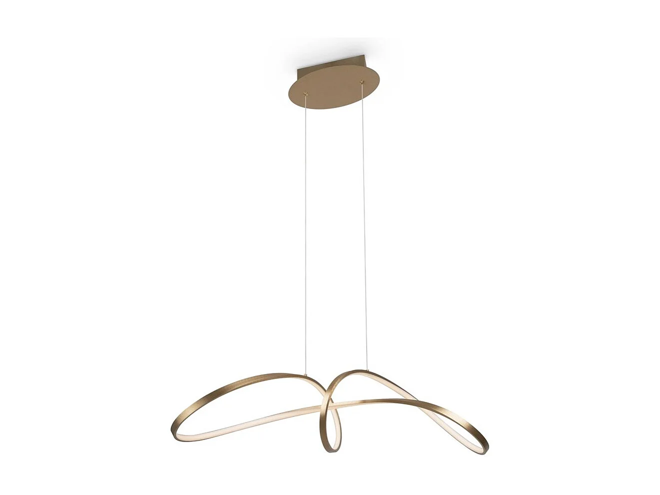 Lampadario A Sospensione Moderno Curve Alluminio Oro 1 Luce Led 42W
