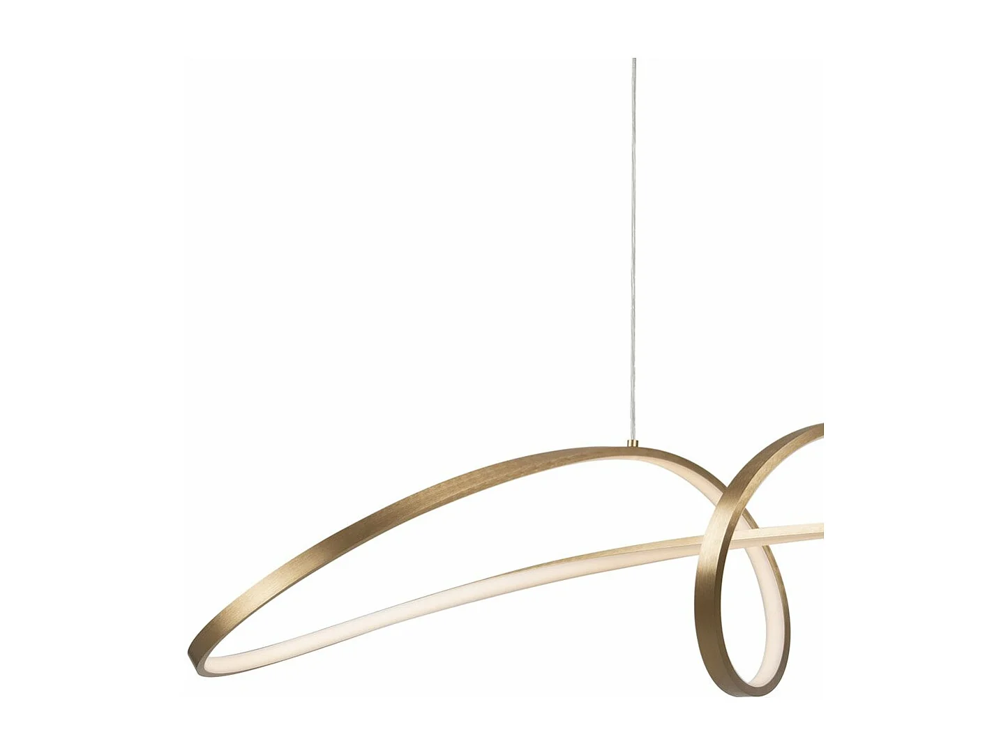Lampadario A Sospensione Moderno Curve Alluminio Oro 1 Luce Led 42W