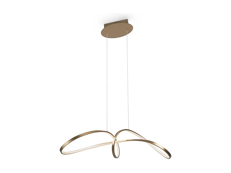 Lampadario A Sospensione Moderno Curve Alluminio Oro 1 Luce Led 42W