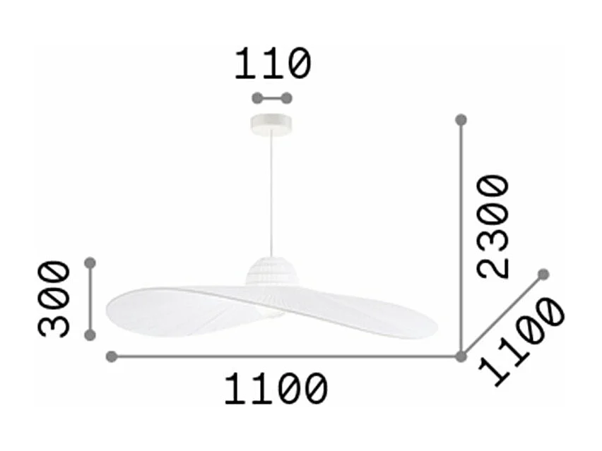 Ideal Lux Madame - 1 luz colgante de techo tipo domo marfil