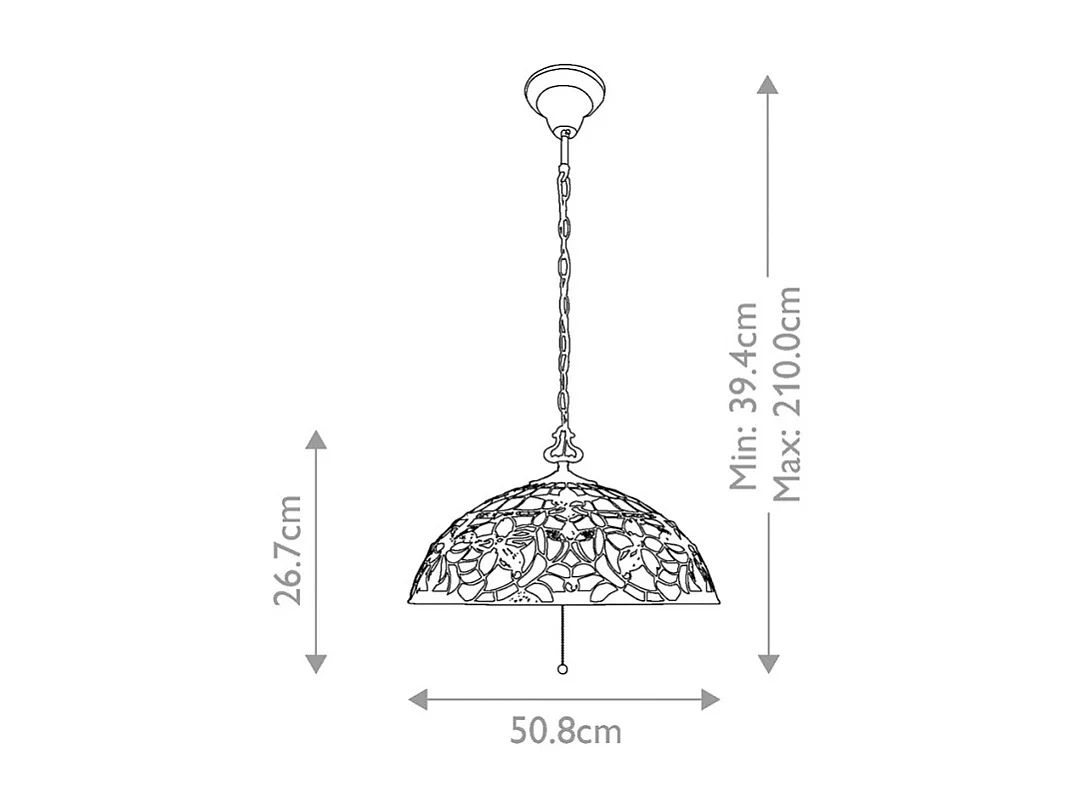 Elstead Kami 3 ljus Tiffany takhänge vintage brons, E27