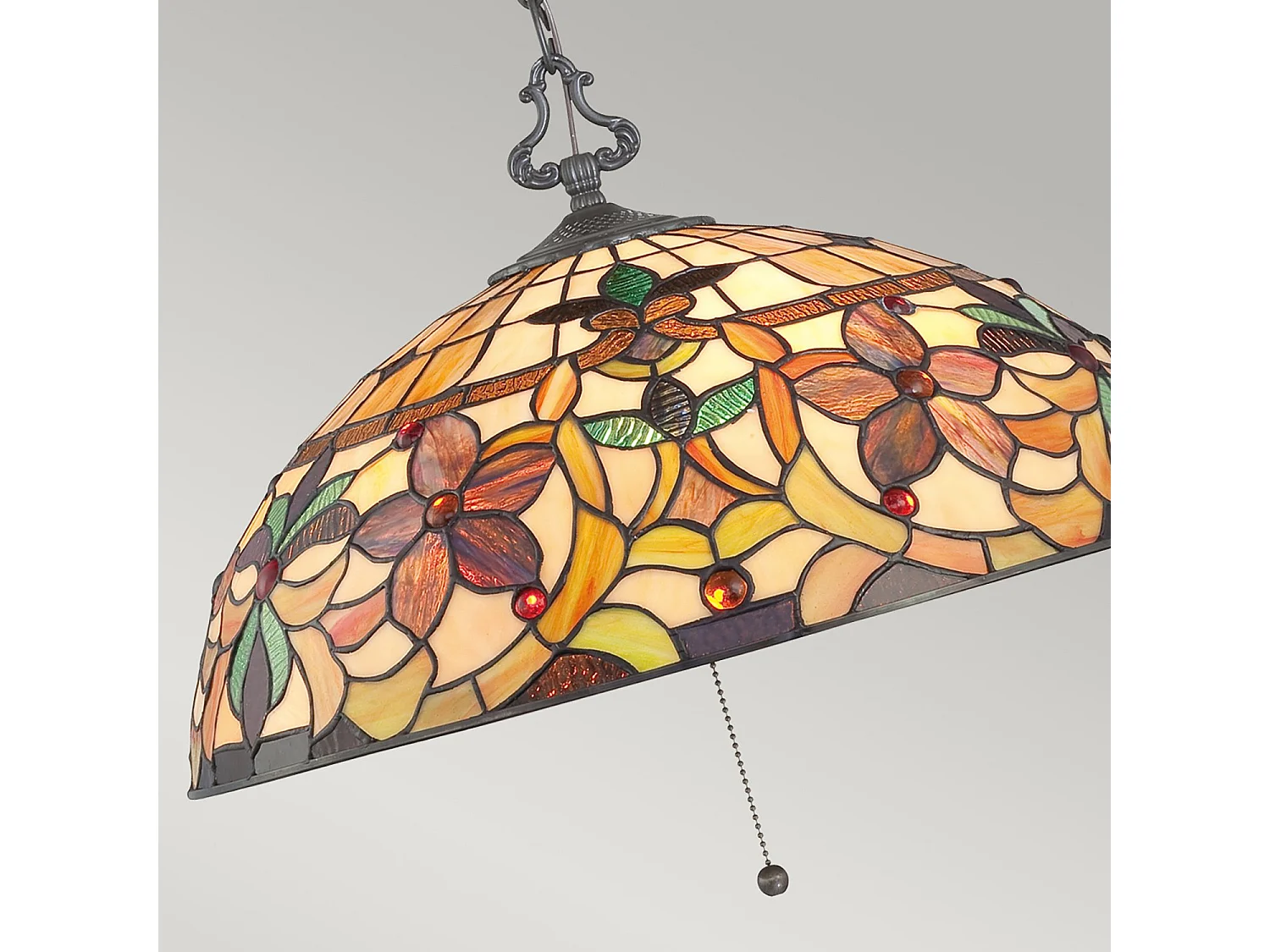 Elstead Kami - 3 leichte Tiffany Deckenanhänger Vintage Bronze, E27