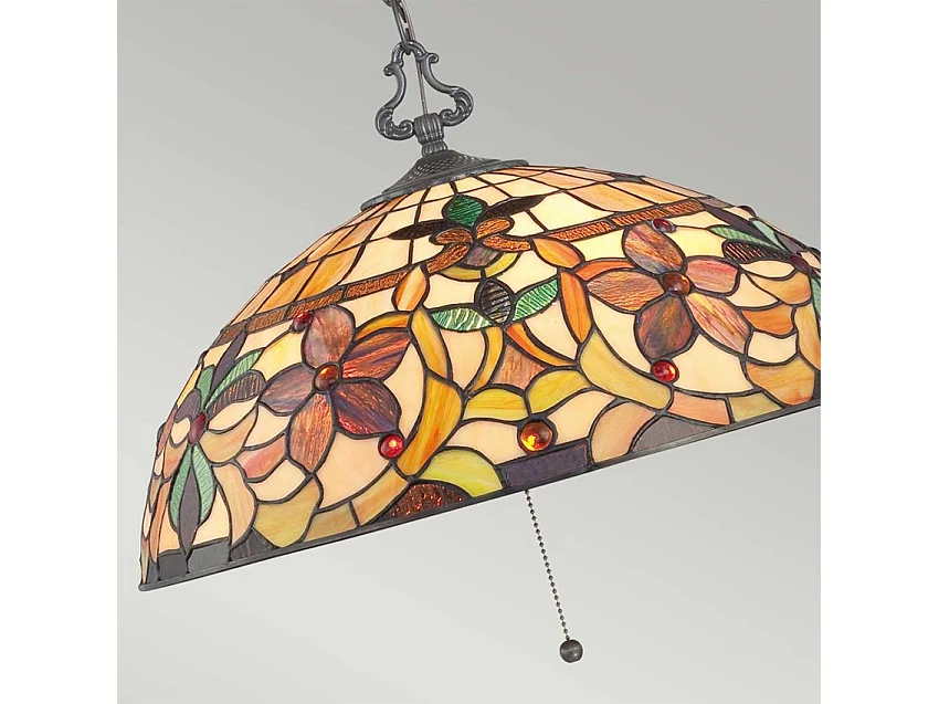 Elstead Kami - 3 leichte Tiffany Deckenanhänger Vintage Bronze, E27