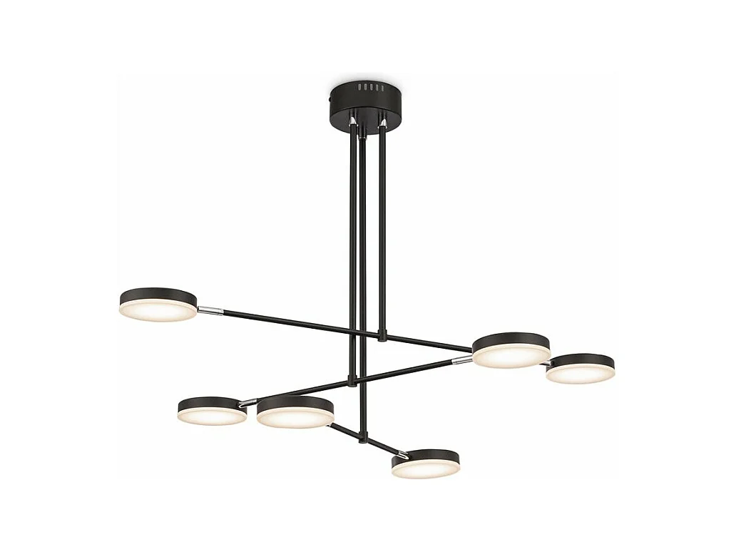 Lampadario A Sospensione Moderno Fad Metallo Nero Acrilico 6 Luci Led 40W
