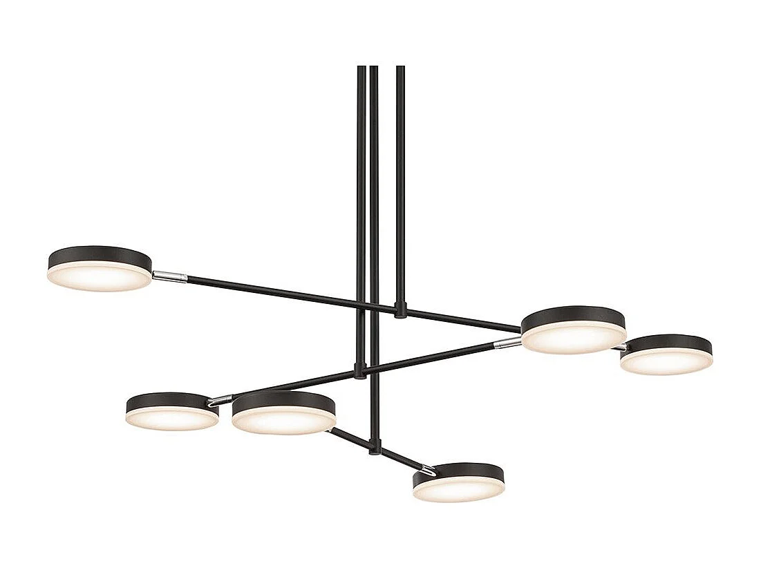 Lampadario A Sospensione Moderno Fad Metallo Nero Acrilico 6 Luci Led 40W