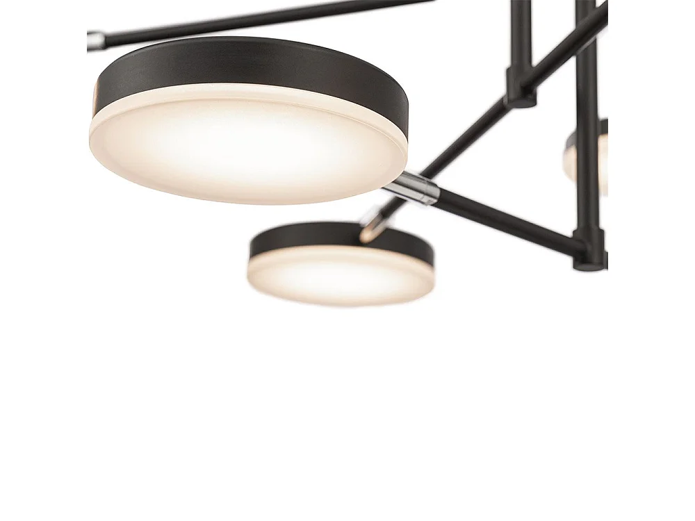 Lampadario A Sospensione Moderno Fad Metallo Nero Acrilico 6 Luci Led 40W