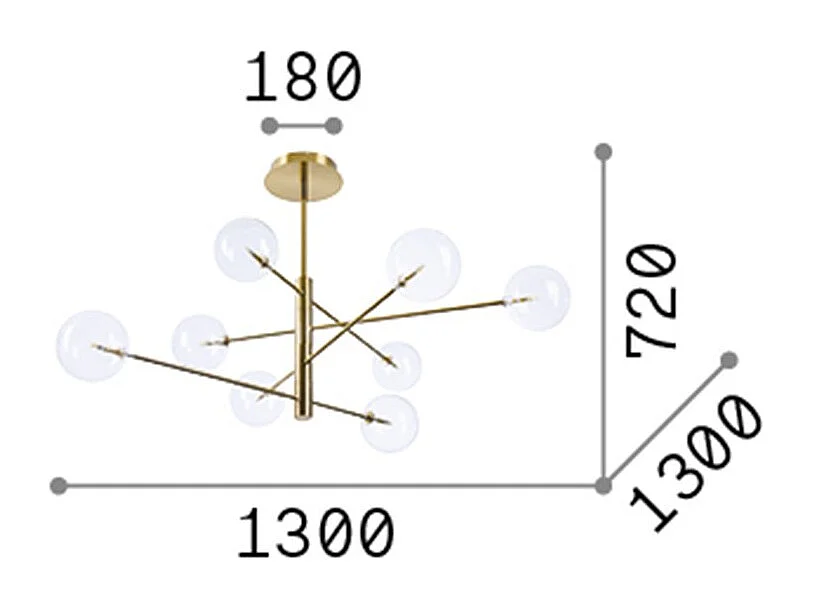 Ideal Lux EQUINOXE Plafón Semi Empotrado 8 Luces Multi Brazo Cromo