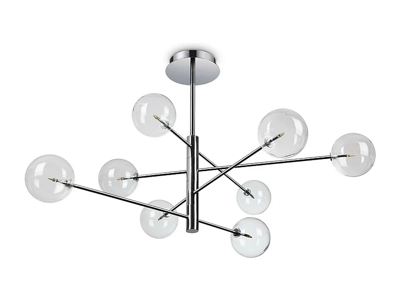Ideal Lux EQUINOXE Plafonnier semi-affleurant à 8 bras multiples, chrome