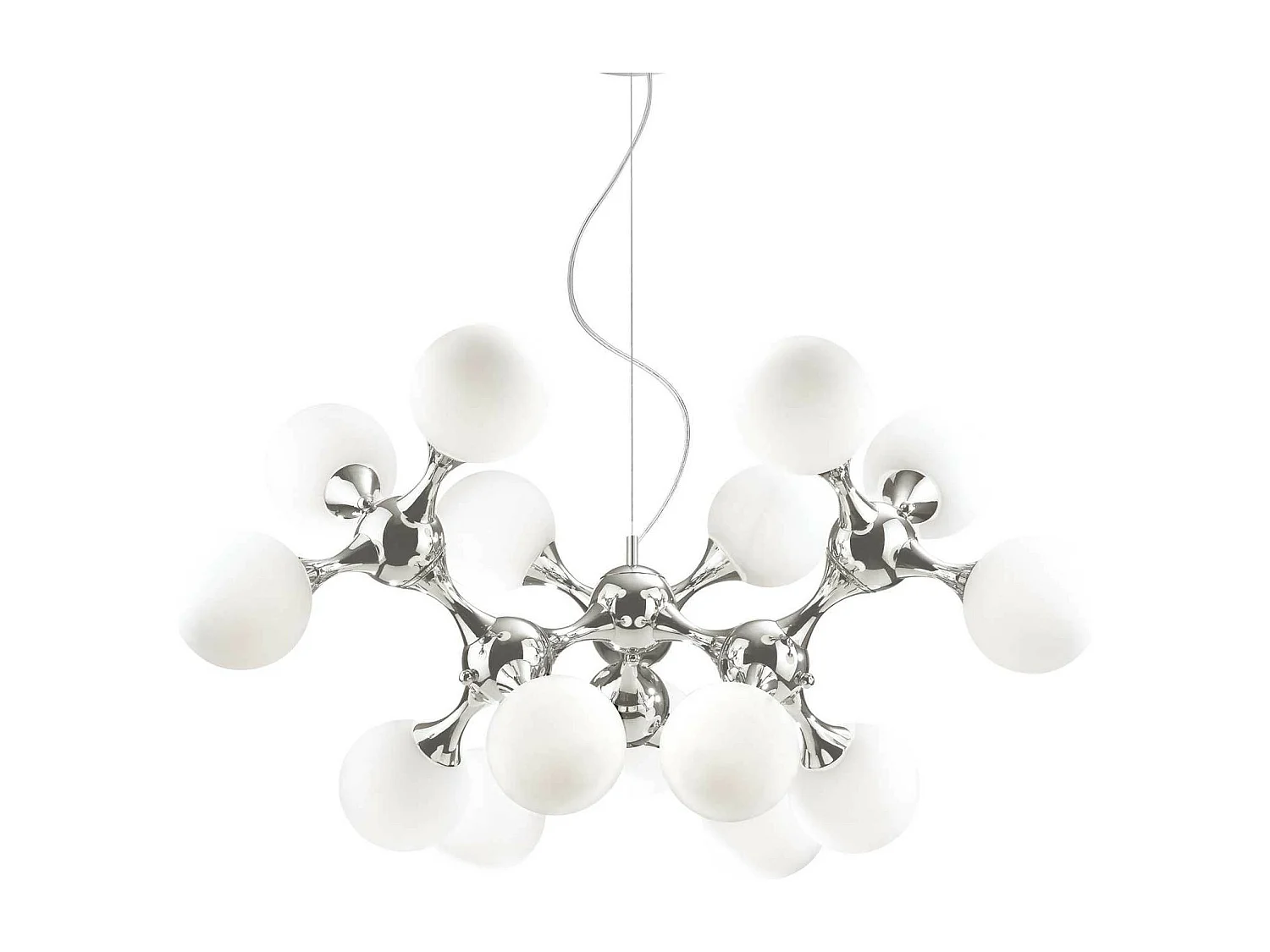 Ideal Lux Nodi Bianco - Lampada a sospensione molecolare grande da 15 luci cromata, E14