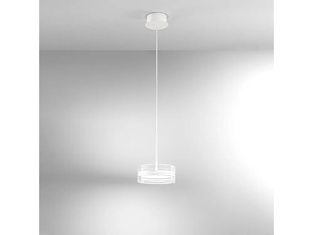 Sospensione Contemporanea Aere Metallo Bianco Vetro Led 14W 3000K