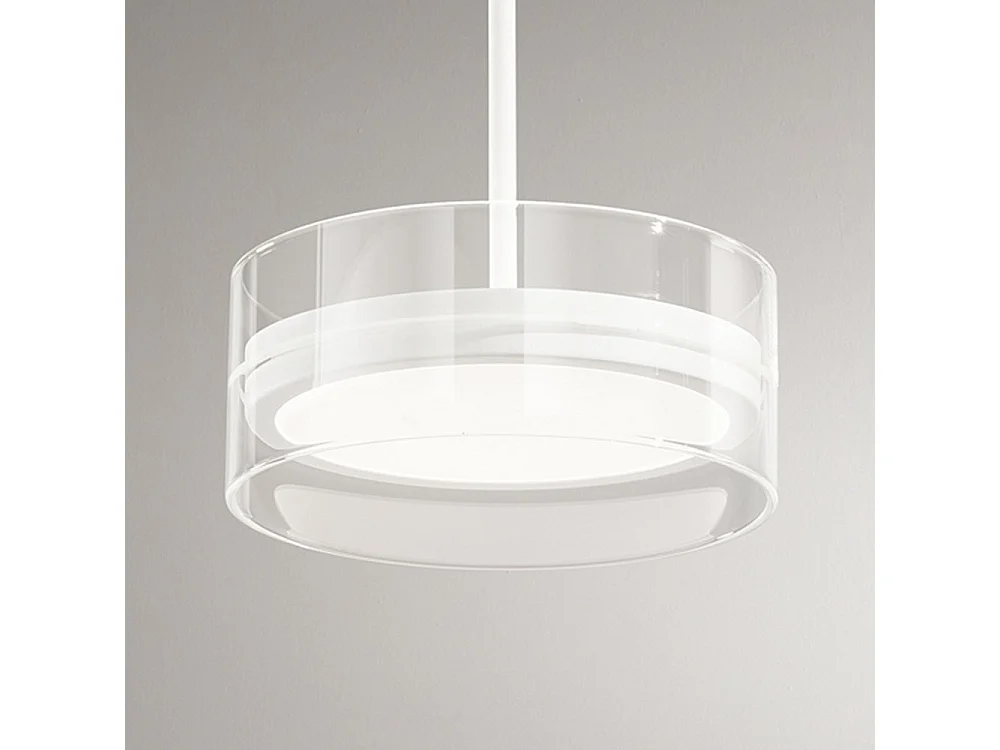 14W LED Pendant Lamp in Metal and Aluminum, Double Emission Design, Matt White Finish, Dimmable, Diameter 20 cm - Perenz
