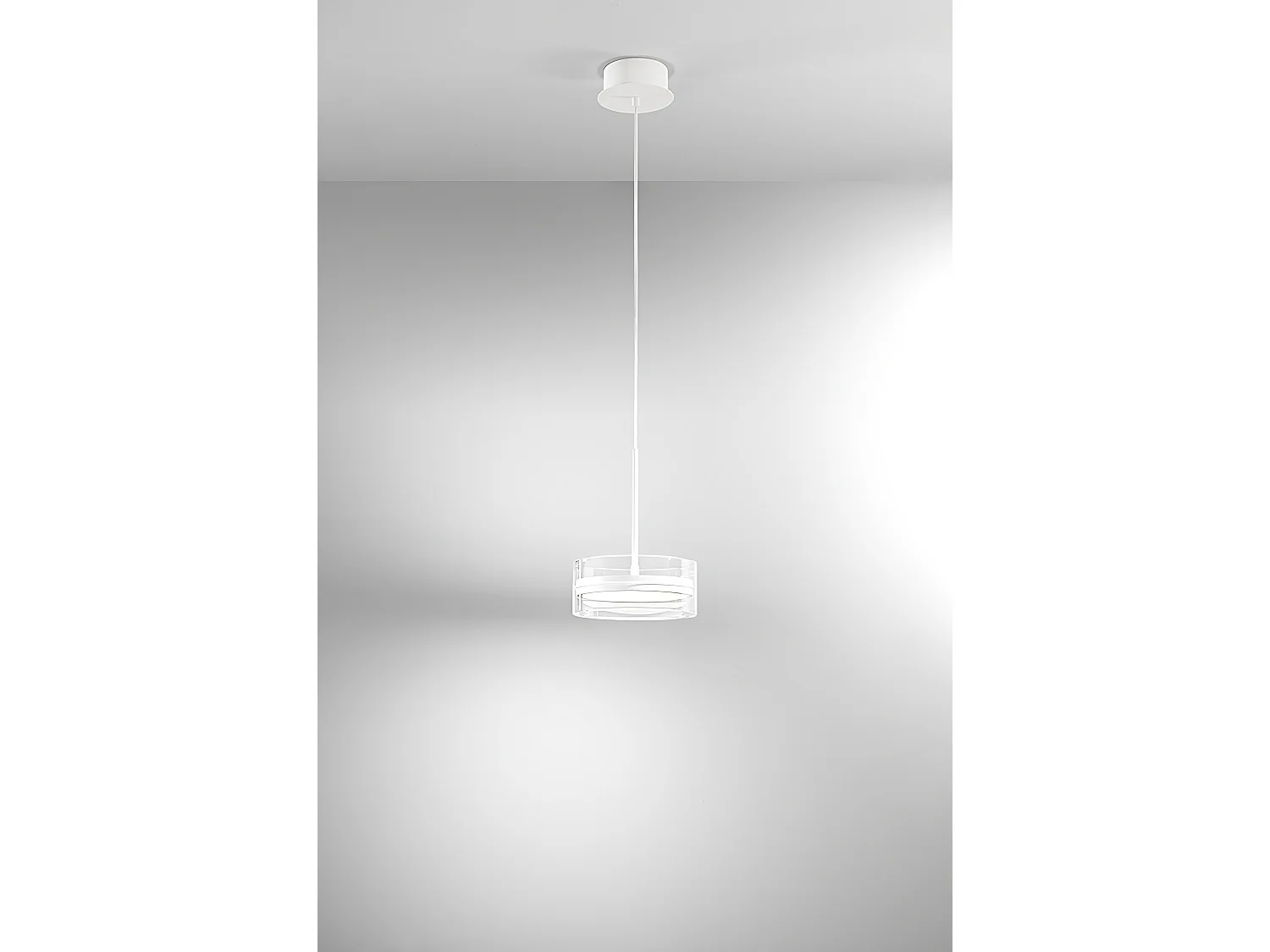 14W LED Pendant Lamp in Metal and Aluminum, Double Emission Design, Matt White Finish, Dimmable, Diameter 20 cm - Perenz